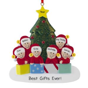Image of Personalized Grandparents And 4 Grandkids Glittered Tree Ornament