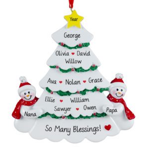 Image of Personalized 11 Grandkids White Christmas Tree Ornament