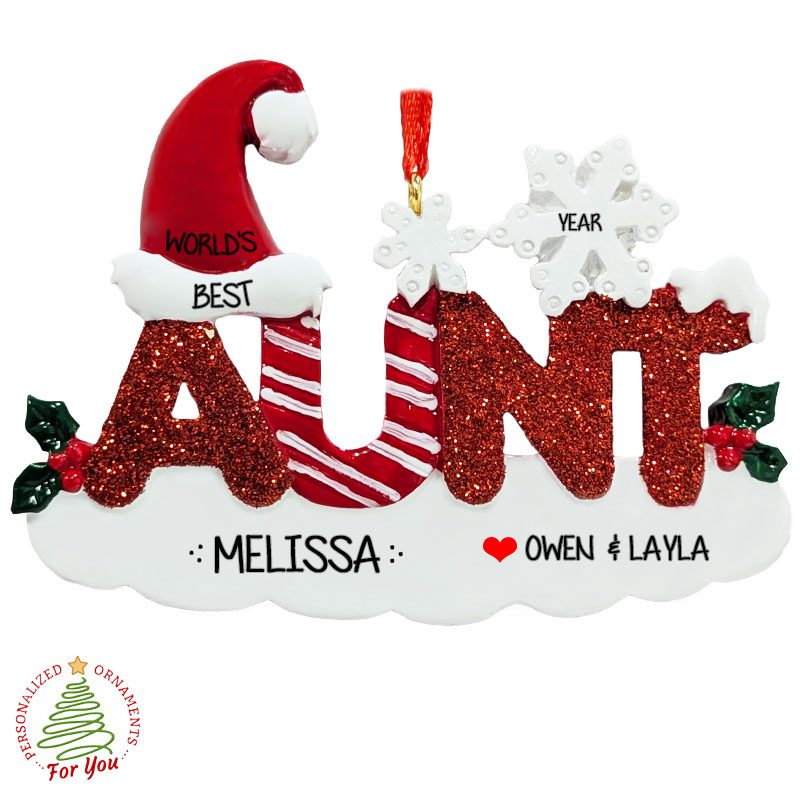 World's Best Aunt Glittered Letters Christmas Ornament | Personalized ...