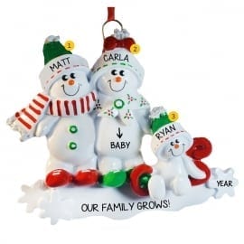 MAXORA We're Expecting Personalized Pregnant Bear Family Christmas Ornament 