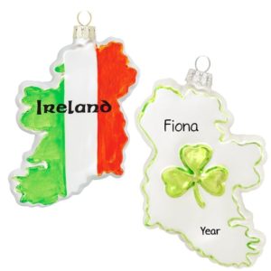 Image of Ireland GLASS Flag Personalized Christmas Ornament