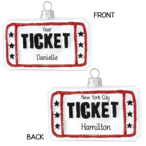 Image of Theatre Show Ticket GLASS Souvenir Personalized Ornament
