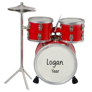 Image of RED Drum Set Personalized Christmas Ornament