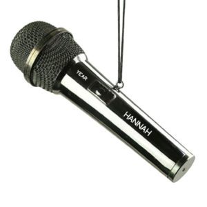 Image of Personalized Black Microphone Christmas Ornament Gift Idea