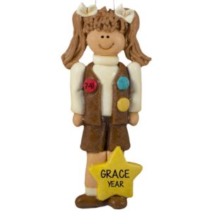 Image of Personalized Brownie Girl Handmade Dough Ornament BRUNETTE