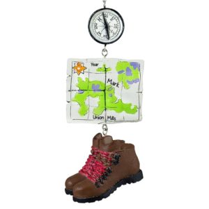 Image of Hiking Ornament With Dangling Compass Map & Boots