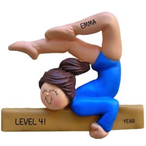 Image of Gymnastics Girl On Balance Beam Personalized Ornament BRUNETTE