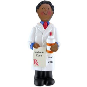 Image of AFRICAN AMERICAN MALE Pharmacist Personalized Ornament
