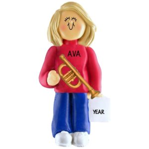 Image of FEMALE Playing TRUMPET Band Ornament BLONDE