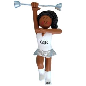 Image of African American Girl Twirling A Baton Personalized Ornament