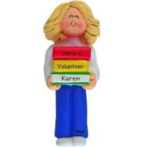 Image of Library Volunteer Personalized Ornament BLONDE Female