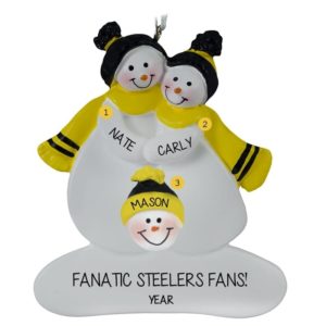 Image of Pittsburgh Steelers Snow Family Of 3 BLACK & YELLOW Ornament