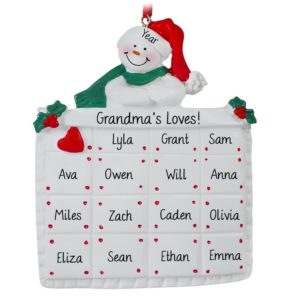Image of Personalized Grandma + 15 Grandkids On Quilt Ornament