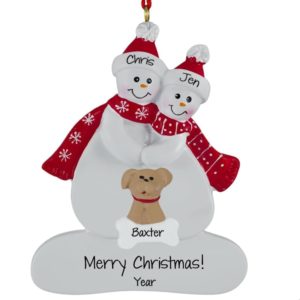 Image of Personalized Snow Couple With DOG Ornament