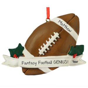 Image of Fantasy Football On Banner With Holly Personalized Ornament