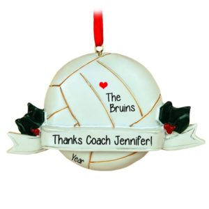 Image of Personalized Volleyball Coach Ball On Banner Ornament