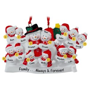 Image of Personalized Snow Family Of 13 Christmas Ornament