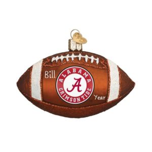 Image of Alabama Crimson Tide GLASS Football Personalized Ornament