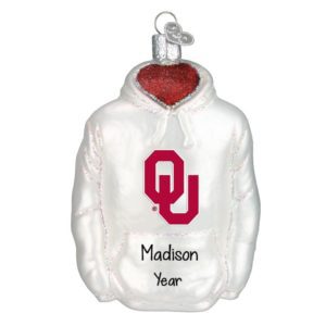 Image of Personalized Oklahoma Sooners Hoodie GLASS Ornament