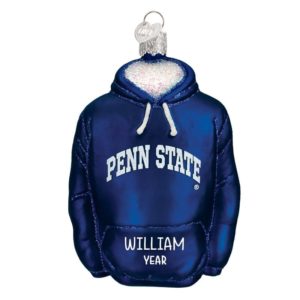 Image of Penn State Hoodie Personalized GLASS Ornament