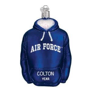 Image of Personalized AIR FORCE Glass Hoodie Christmas Ornament