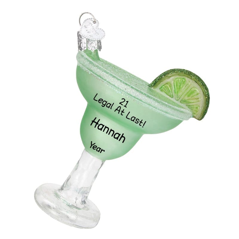 21ST Birthday Celebration Margarita GLASS Ornament Personalized