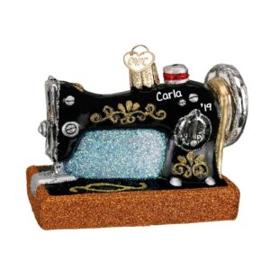 Image of Sewing Machine GLASS Personalized Christmas 3-D Ornament