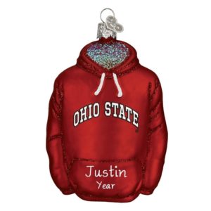 Image of Personalized Ohio State Hoodie Glass Christmas Ornament