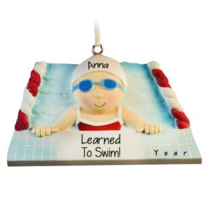 Image of Girl In Pool Learning To Swim Personalized Ornament