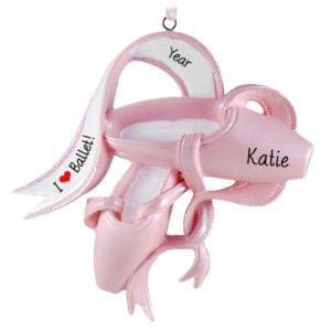 Image of Pink Ballet Slippers Personalized Christmas Ornament