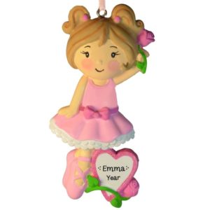 Image of Little BALLET GIRL Holding ROSE Personalized Ornament