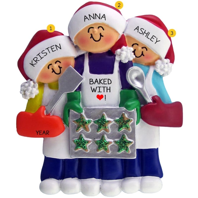 Friends Baking Christmas Cookies Ornament Personalized