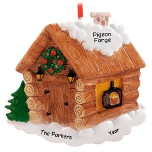 Image of Personalized Log Cabin Travel Christmas Ornament