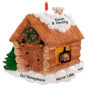 Image of Our Honeymoon Log Cabin Personalized Ornament