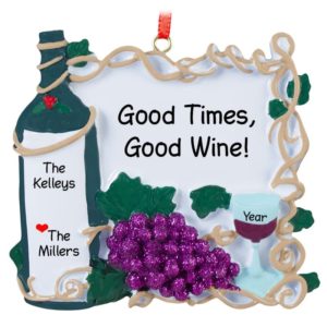 Image of Good Friends Wine Themed Christmas Ornament