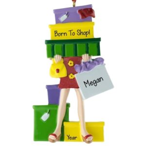 Image of Born To Shop COLORFUL Packages Keepsake Ornament