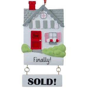 Image of Home Finally Sold Dangling Sign Personalized Ornament