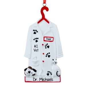 Image of Veterinarian Jacket And Pets Personalized Ornament
