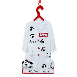 Image of Veterinarian Tech Lab Coat & Pets Ornament