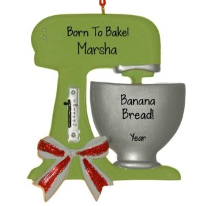 Image of Born To Bake Green Stand Mixer Glittered Ornament