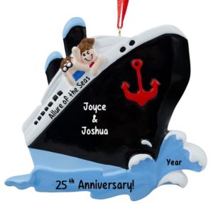 Image of Personalized Anniversary Couple On Cruise Ship Ornament