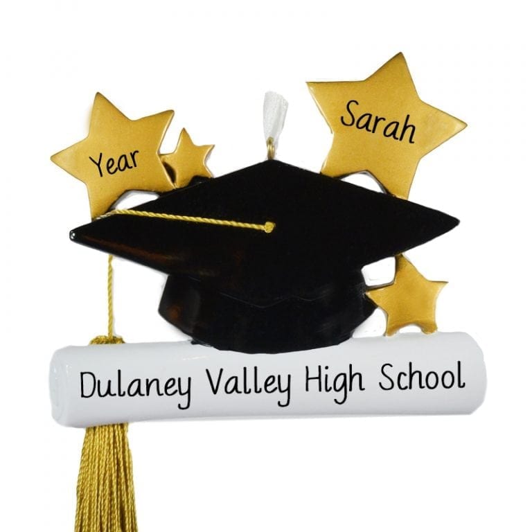 High School Graduation Cap & Real Tassel Ornament Personalized