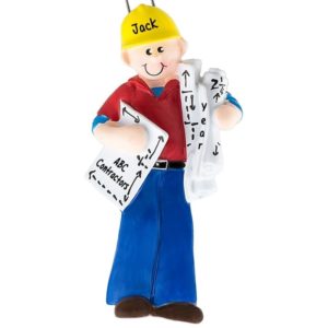 Image of Builder Contractor Architect Holding Blue Prints Ornament
