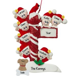 Image of Personalized Family Of 7 + DOG Street Post Ornament