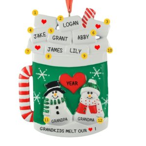 Image of Grandparents + 6 Grandkids Christmas Mug Ornament