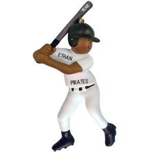Image of AFRICAN AMERICAN Baseball Player In Batting Position Personalized Ornament