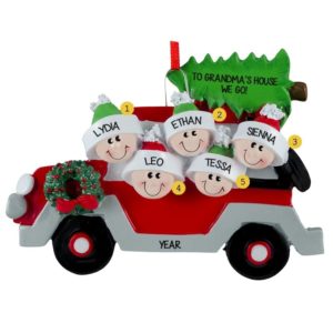 Image of Five Grandkids Going To Grandparents' House Car Ornament
