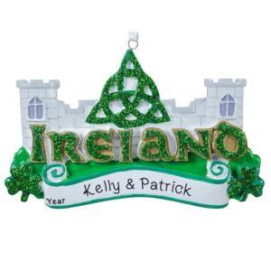 Image of Ireland And Celtic Trinity Knot Glittered Travel Souvenir Ornament