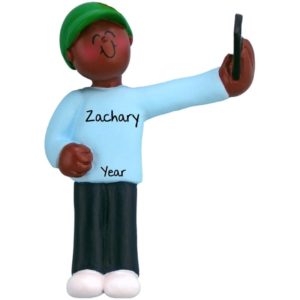 Image of AFRICAN AMERICAN MALE Taking Selfie Personalized Ornament