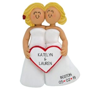 Image of Two Females Getting Married Personalized Ornament Both BLONDE